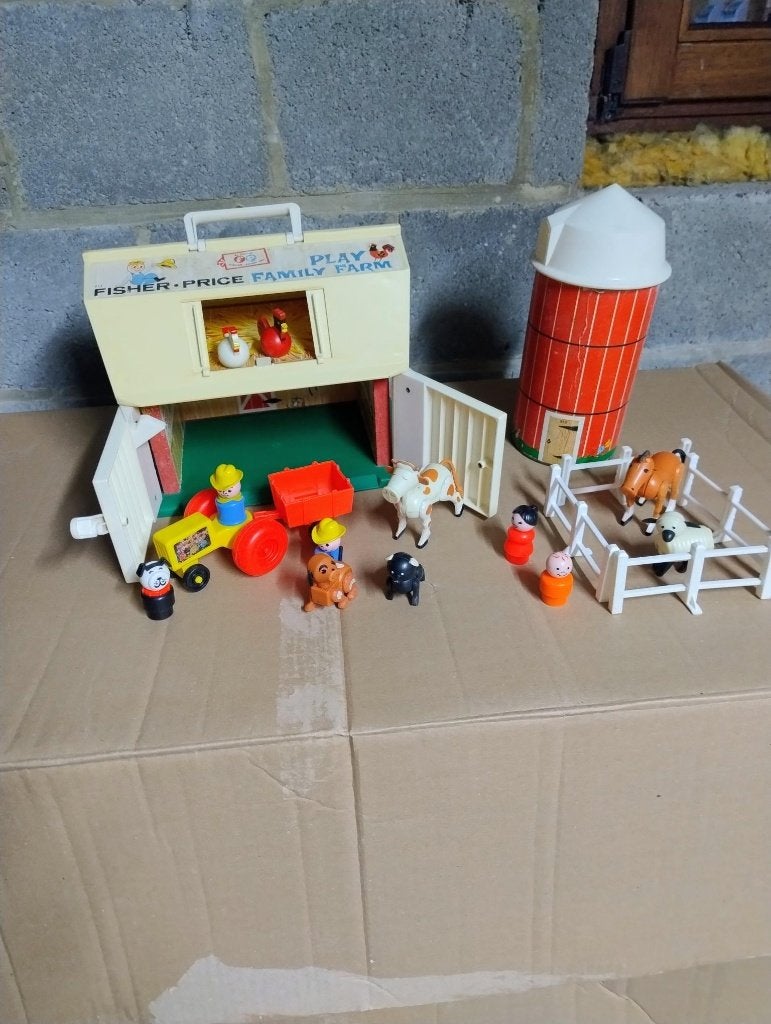 Fisher Price Vintage boerderij met héél véél gerief erbij, Ophalen of Verzenden, Gebruikt, Met geluid