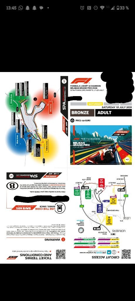 Place grand prix spa Francorchamps BRONZE vendredi et samedi, Tickets en Kaartjes, Eén persoon, Meerdaags