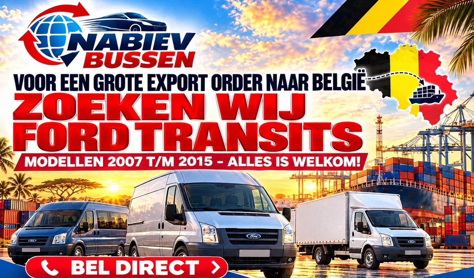 Opkoper Ford Transit Export Direct ophalen Cash betalen 🇧🇪, Caravanes & Camping, Enlèvement ou Envoi