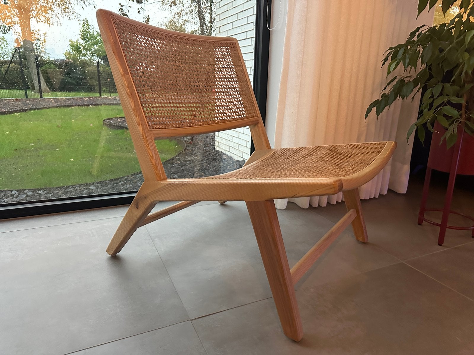Rieten fauteuil flora eik, Ophalen, Zo goed als nieuw