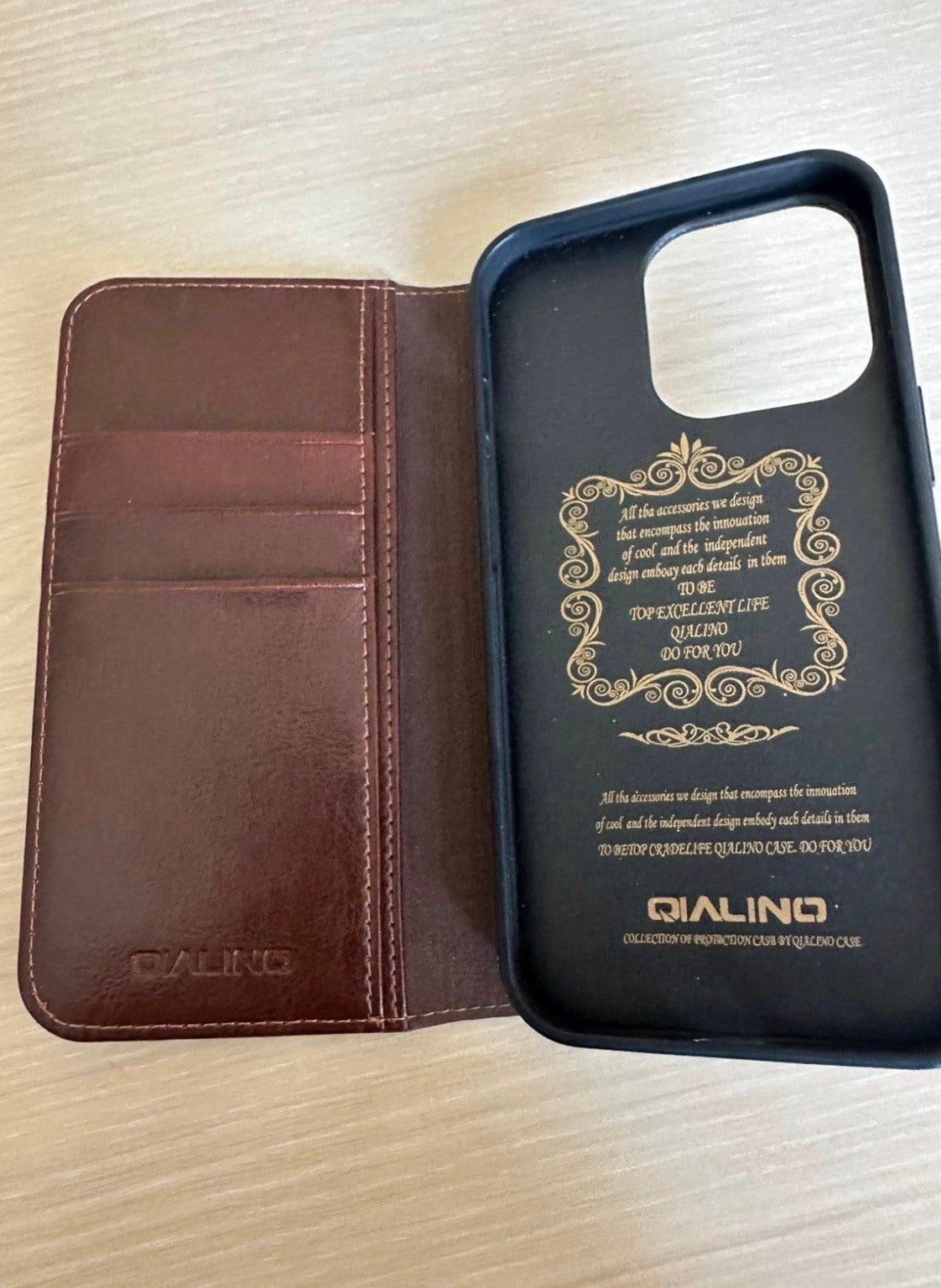 Lederen Qialino telefoonwallet –iPhone 13 Pro-perfecte staat, Telecommunicatie, Mobiele telefoons | Hoesjes en Screenprotectors | Apple iPhone