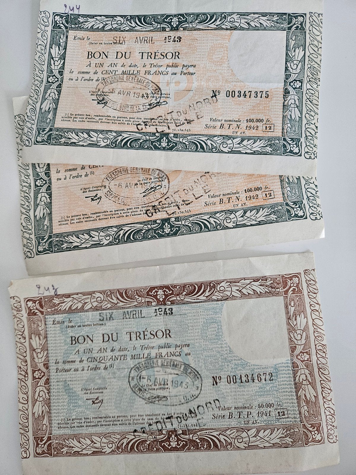 Oude biljetten Frankrijk WO2, Ophalen of Verzenden, Frankrijk