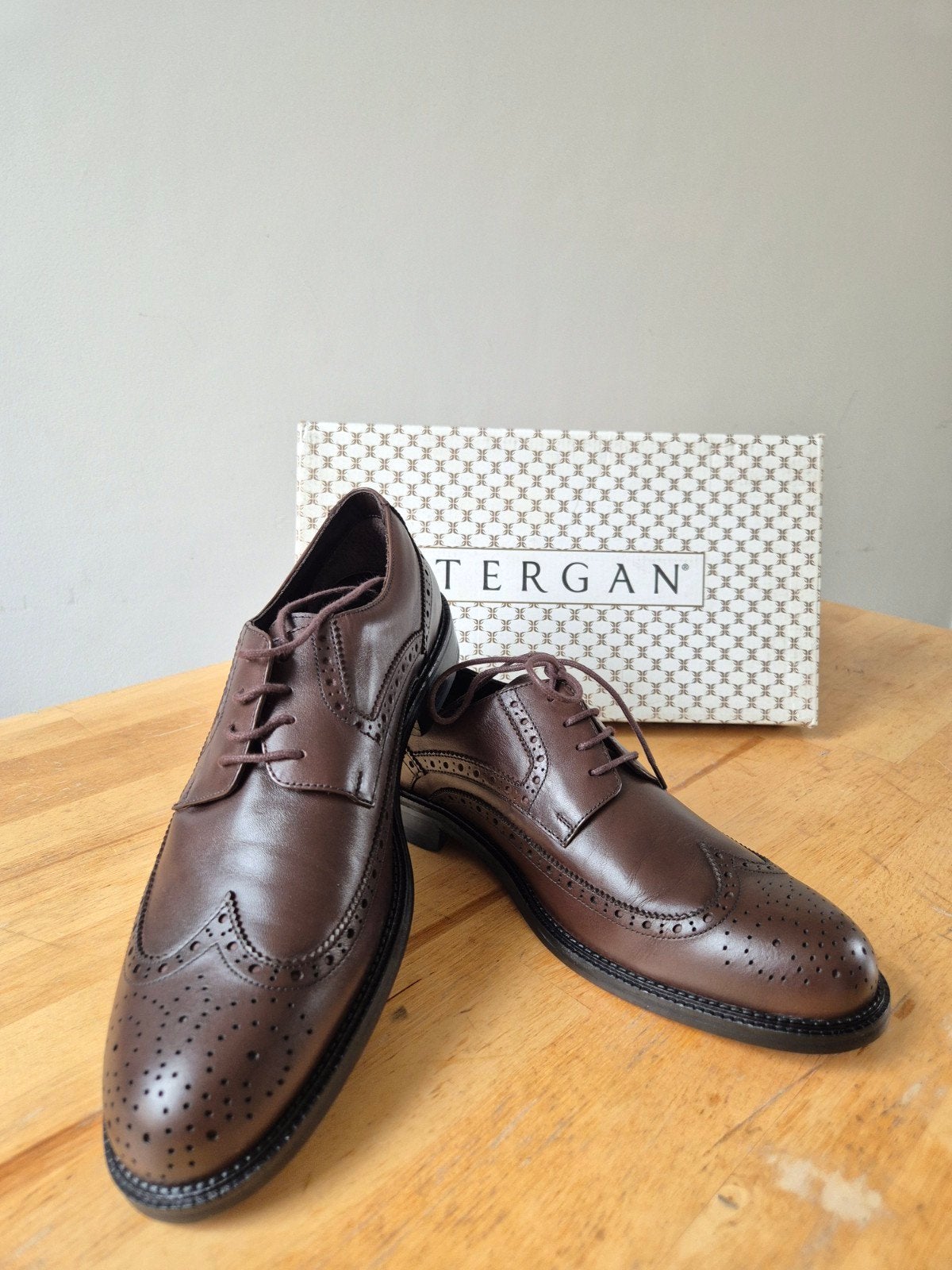Tergan Men's Brown % 100 Leather oxford Shoes - Size, Loafers, Bruin, Nieuw, Tergan