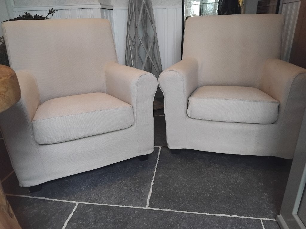 fauteuil 2 zetels clubs in goede staat!beige hoes afneembaar, Ophalen, Gebruikt