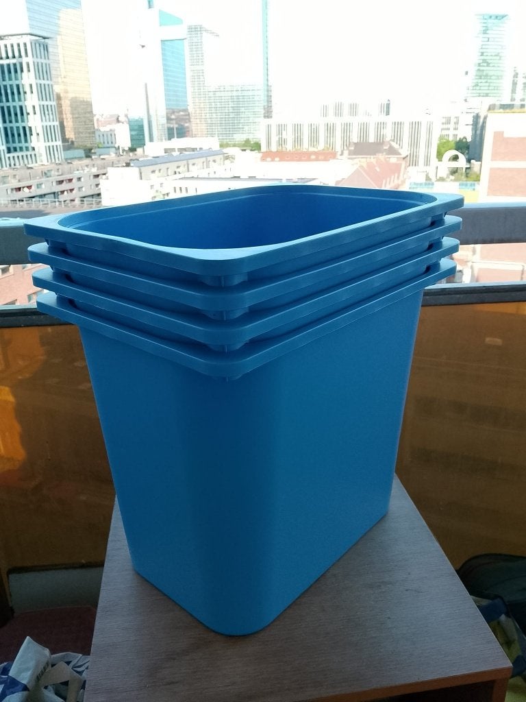 Opbergbox (4) opbergbox blauw 42x30x35 als new, Ophalen, Doos, Minder dan 50 cm, Zo goed als nieuw