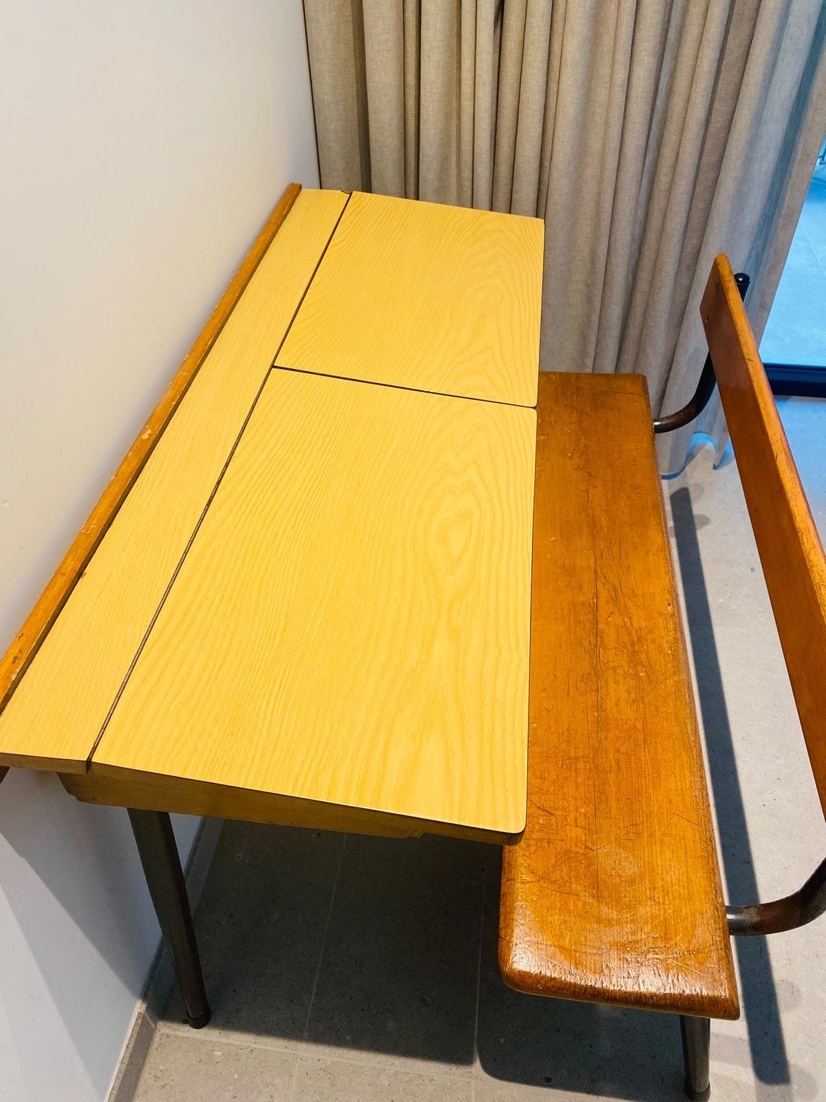 Schoolbank, Huis en Inrichting, Ophalen, Gebruikt, Hout, Schoolbureau