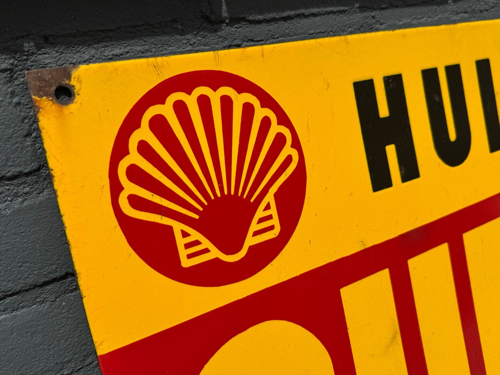 Ancien panneau d'affichage en émail SHELL, Enlèvement ou Envoi