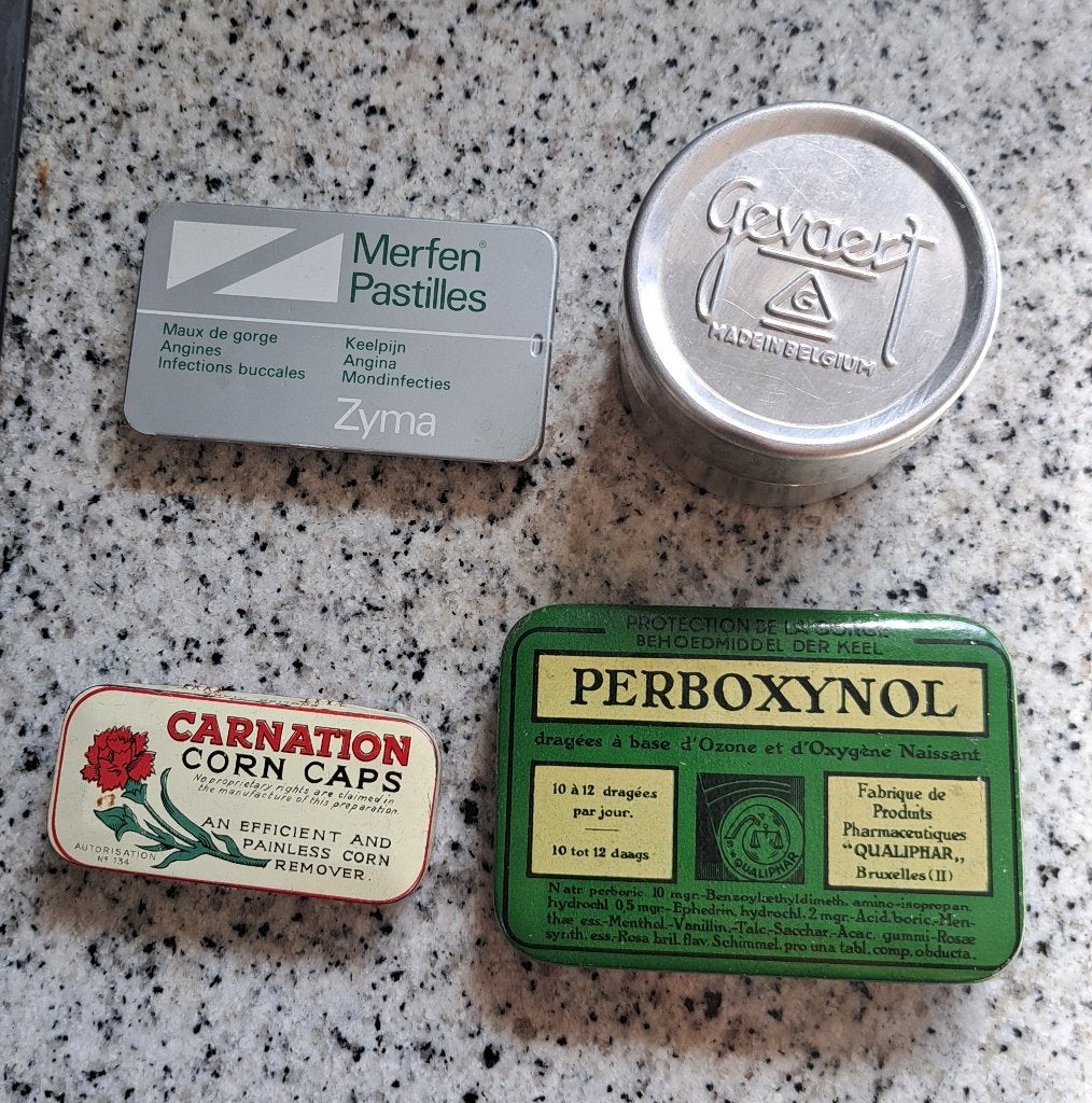 4 oude metalen dozen, Ophalen of Verzenden, Gebruikt, Overige, Overige merken
