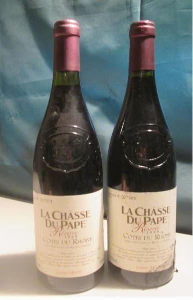 2x La Chasse du Pape Reserve - Gabriel Meffre - 1999, Verzamelen, Frankrijk, Ophalen of Verzenden, Zo goed als nieuw, Rode wijn