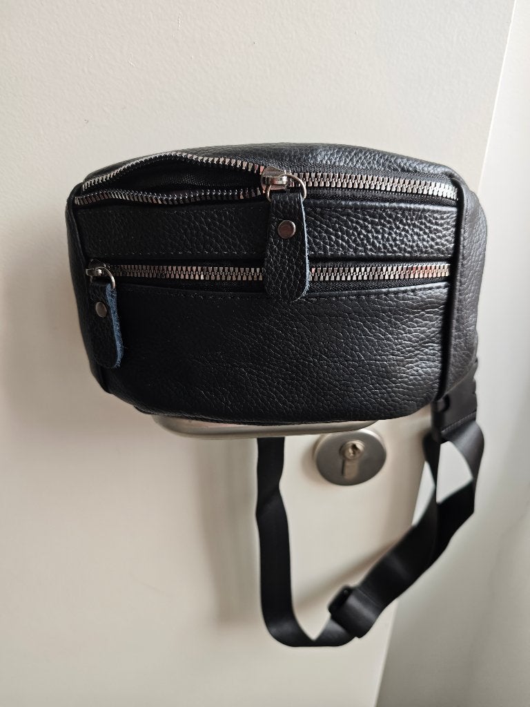 Sac banane en cuir noir, Enlèvement, Neuf, Noir, Cuir