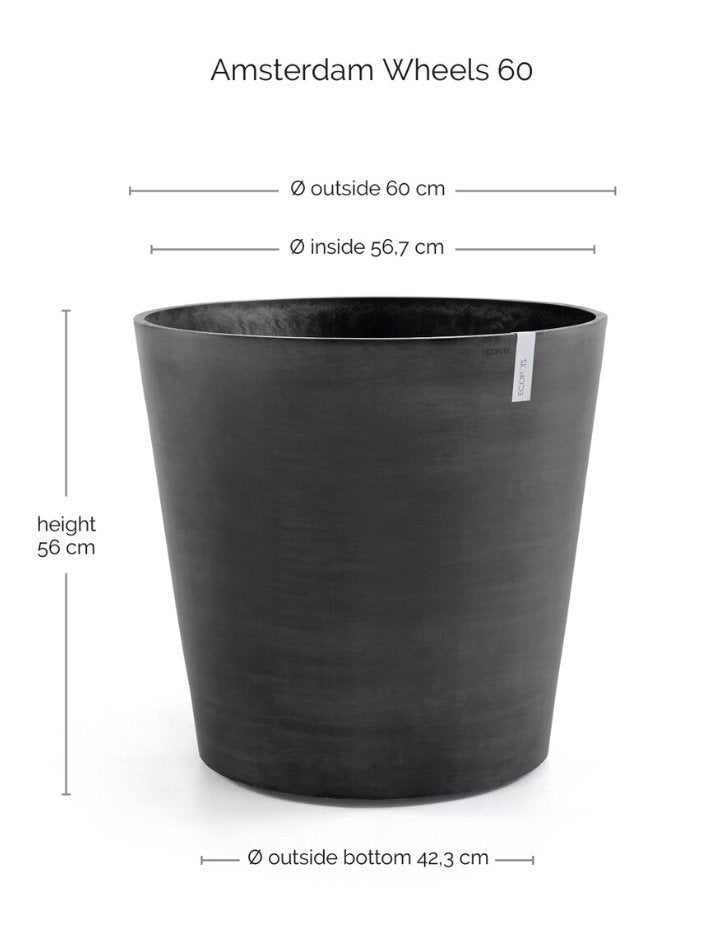 Grote plantenpot - Ecopots 60cm op wielen, Ophalen, Kunststof, Gebruikt, 40 cm of meer