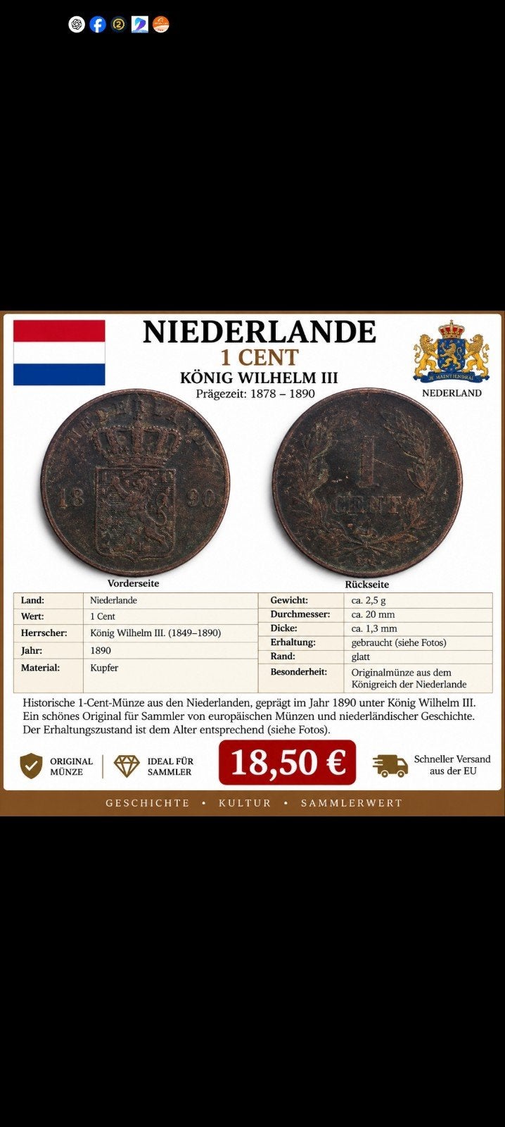 munt nederlande, Enlèvement ou Envoi