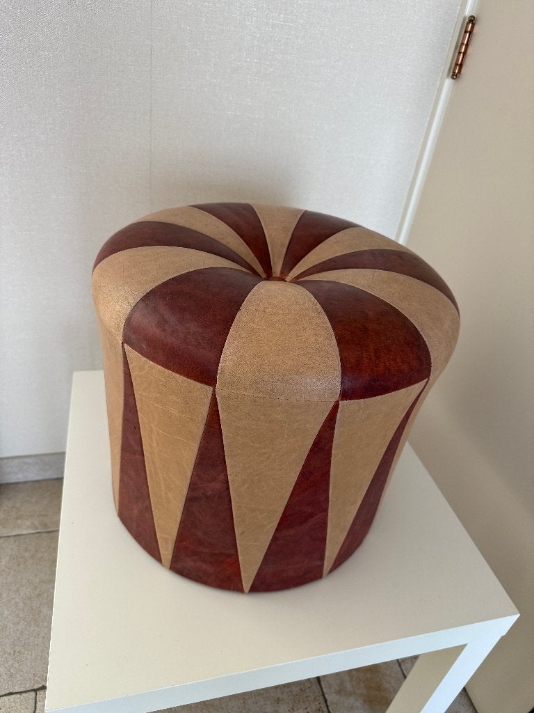 Pouf marron/beige, Enlèvement, Utilisé, Rond, Synthétique