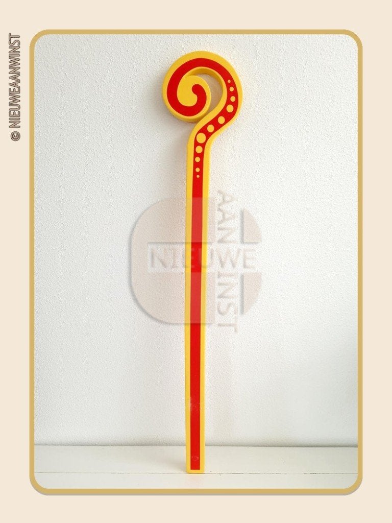 Foam Sinterklaas staf - geel/rood - 55cm, Diversen, Verzenden, Zo goed als nieuw