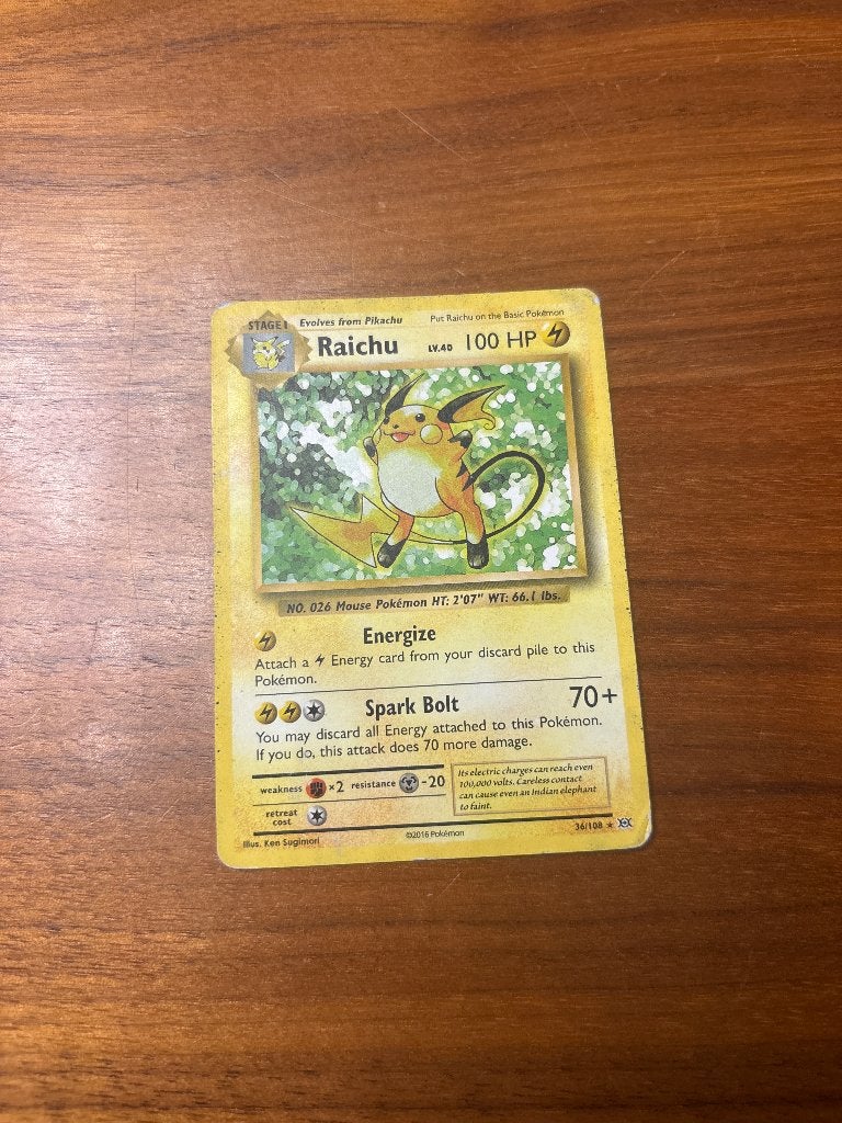 Pokémon kaart Raichu [Holo] #36 Pokemon Evolutions, Ophalen of Verzenden, Zo goed als nieuw, Losse kaart
