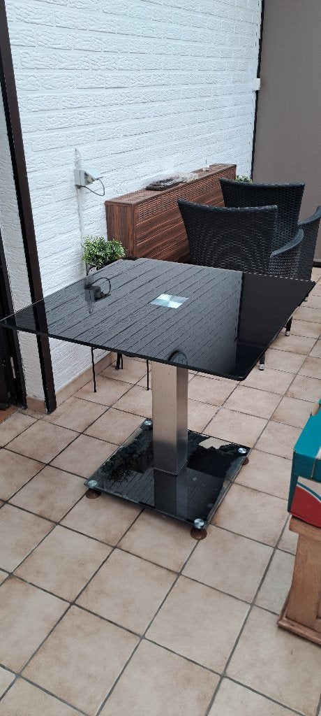 Table de jardin en verre pour 2 personnes, Jardin & Terrasse, Enlèvement, Utilisé, Carré, Autres matériaux