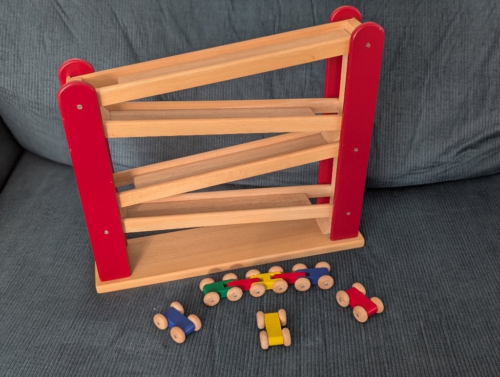 Houten racebaan / knikkerbaan Pintoy, Kinderen en Baby's, Handmatig, Ophalen, Overige merken, Racebaan