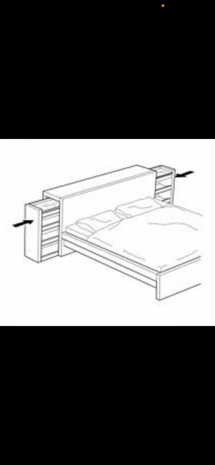 IKEA bed tweepersoonsbed 140x200 + nachtkast, Ophalen, Gebruikt, 200 cm, 140 cm