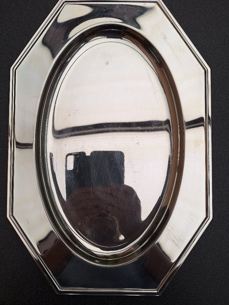 Grand plat de service octogonal Jean Couzon - Inox 18/10, Ophalen of Verzenden, Gebruikt, Vintage