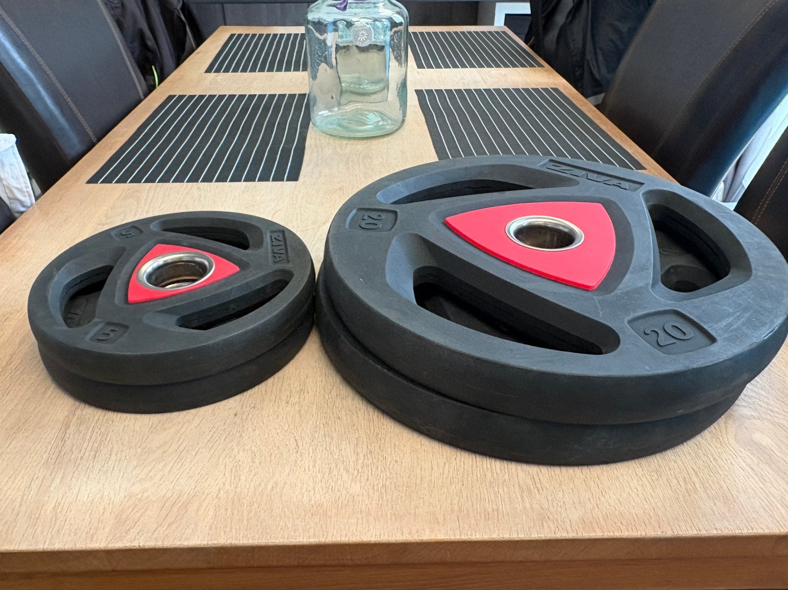 Nieuwstaat ZIVA 50mm halterschijven 2x20kg en 2x5kg., Ophalen, Halterschijven