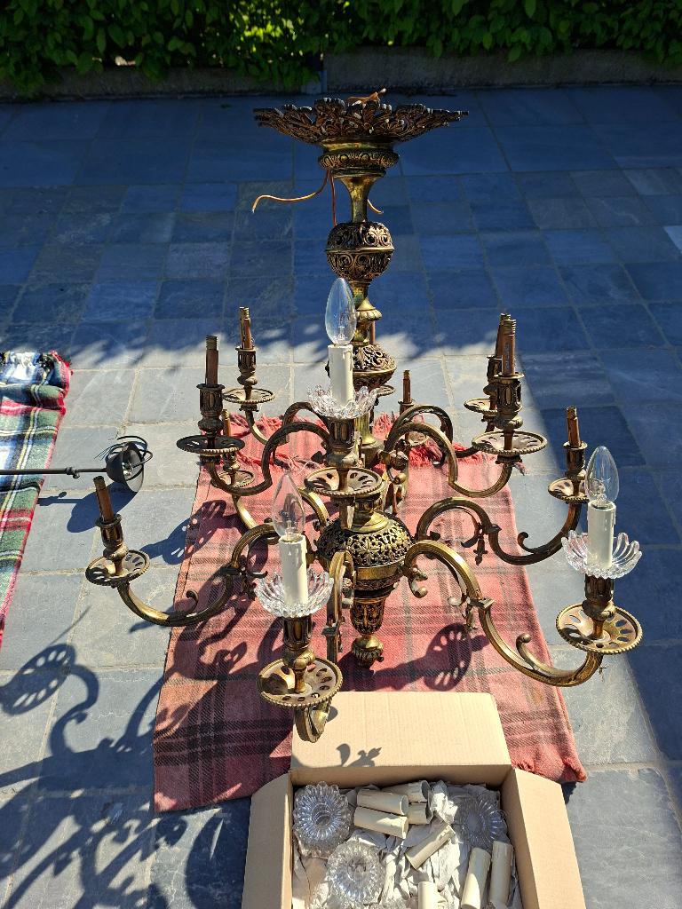 Beau lustre ancien, Enlèvement, Utilisé, Autres matériaux, Antiek