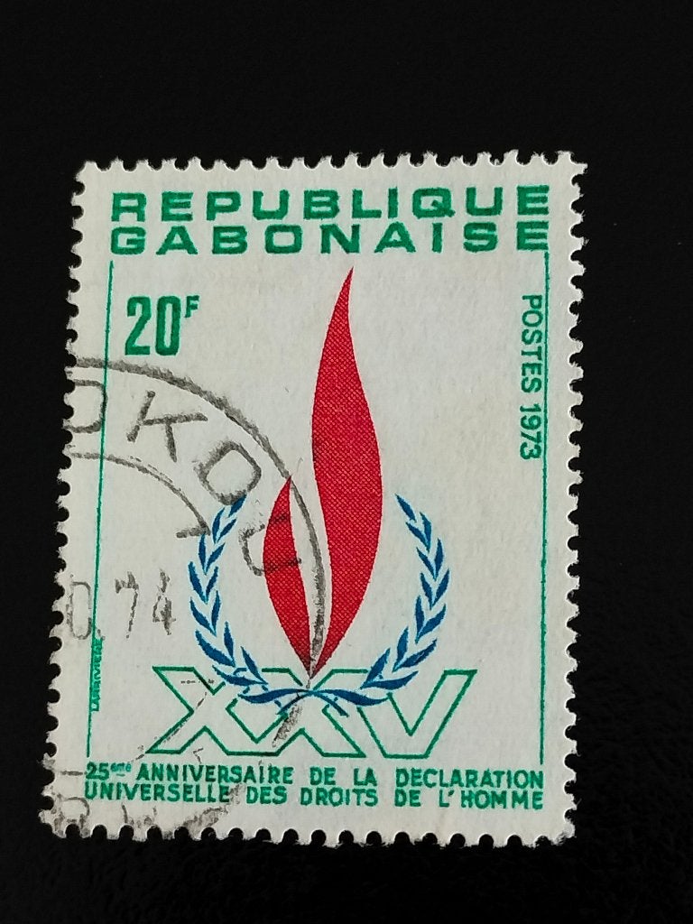 Gabon 1973 - 25 jaar Verklaring Rechten van de Mens, Verzenden, Overige landen, Gestempeld