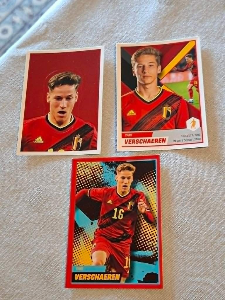 Panini / 3 Stickers / Yari Verschaeren / Rode Duivels, Verzamelen, Ophalen of Verzenden, Nieuw, Poster, Plaatje of Sticker