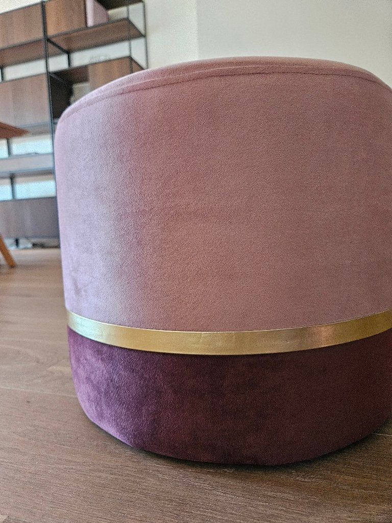 Roze poef, Huis en Inrichting, Zetels | Voetbanken en poefs, Ophalen, Minder dan 50 cm, Rond, Minder dan 50 cm