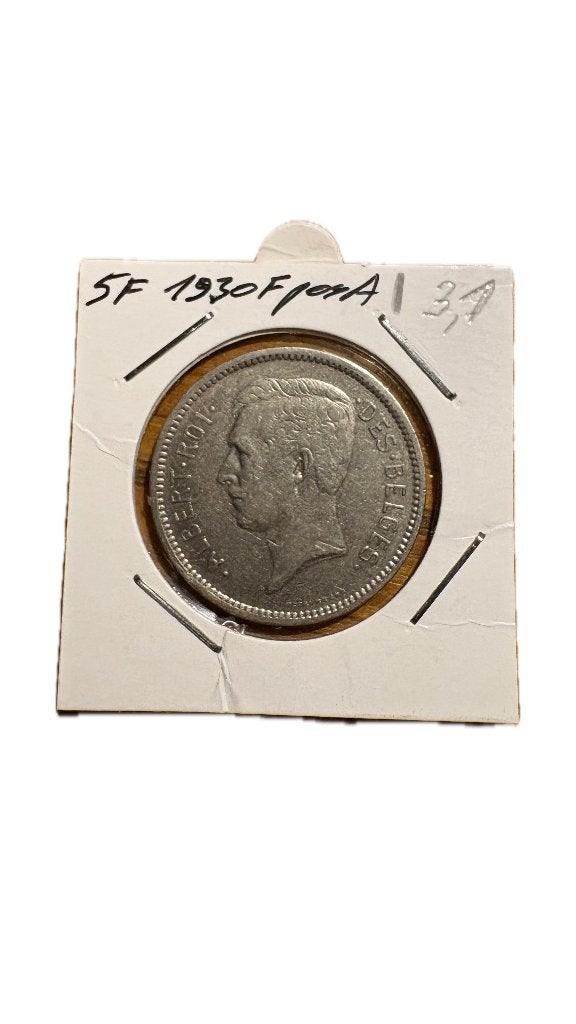 ALBERT I: 5 FRANCS 1 BELGA 1930F Positie A (1), Postzegels en Munten, Ophalen of Verzenden