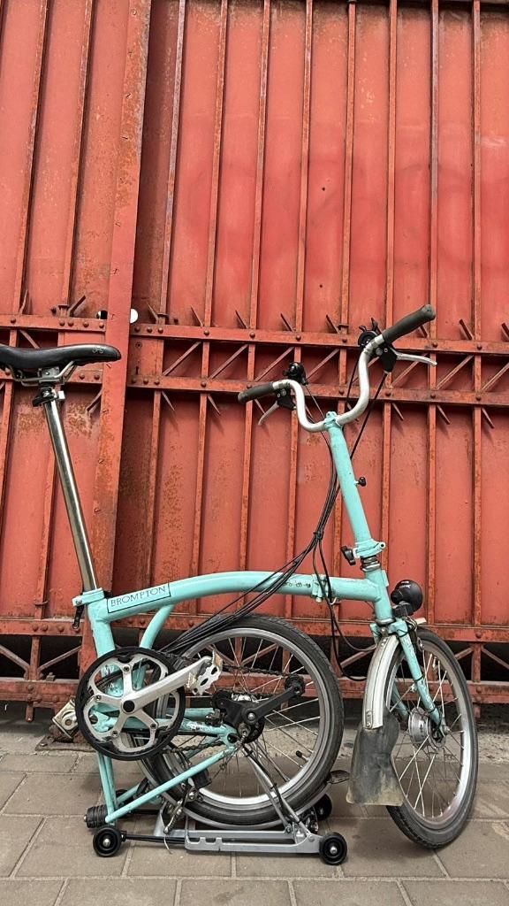 Brompton M6R turkooisblauw telescopisch  6 versnellingen, Fietsen en Brommers, Ophalen, Brompton, 14 tot 16 inch, Versnellingen