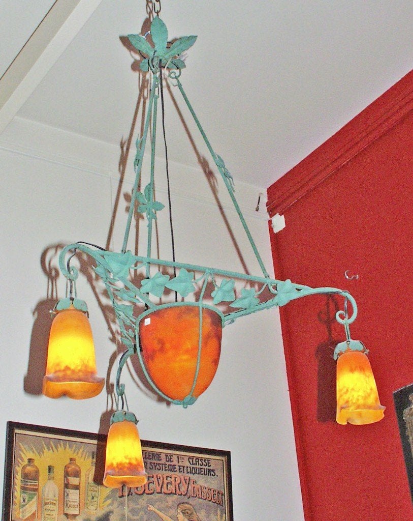 Art nouveau Luchter - Muller Fréres Luneville., Antiek en Kunst, Ophalen of Verzenden