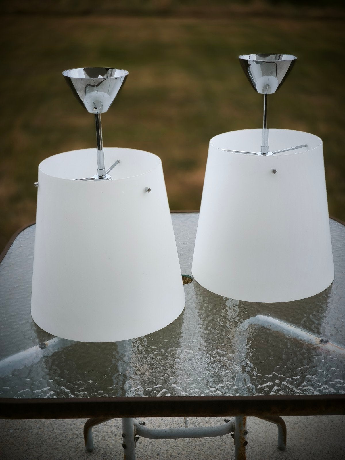 2 lampes suspension Fontana Arte, Italie année 2000s, Enlèvement ou Envoi, Comme neuf, Verre, E27 (grand)