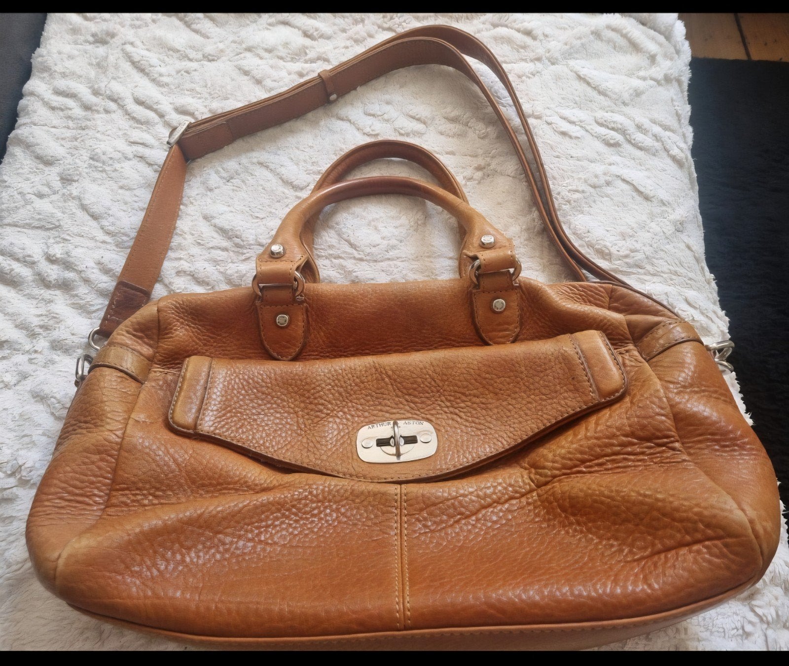 Sac Arthur & Aston VINTAGE - Cuir cognac, Enlèvement ou Envoi, Comme neuf, Brun, Sac à main
