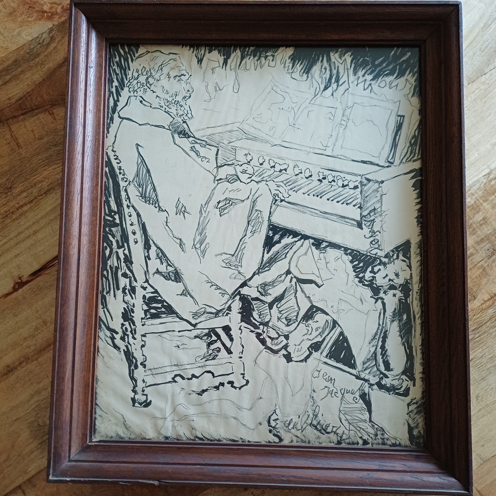 houtskooltekening Ensor, Antiek en Kunst, Ophalen of Verzenden, Tekening, Houtskooltekening, Gesigneerd