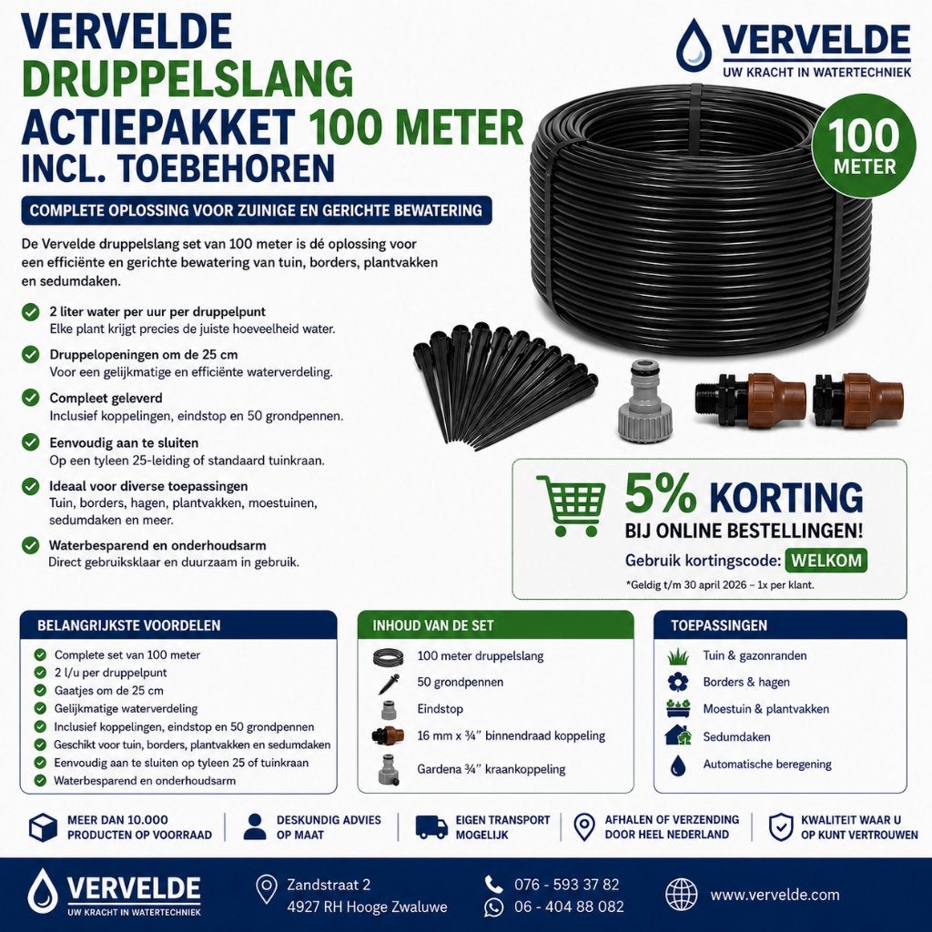 druppelslang actiepakket 100 meter incl. toebehoren, Jardin & Terrasse, Systèmes d'égouttage, Enlèvement ou Envoi, Neuf