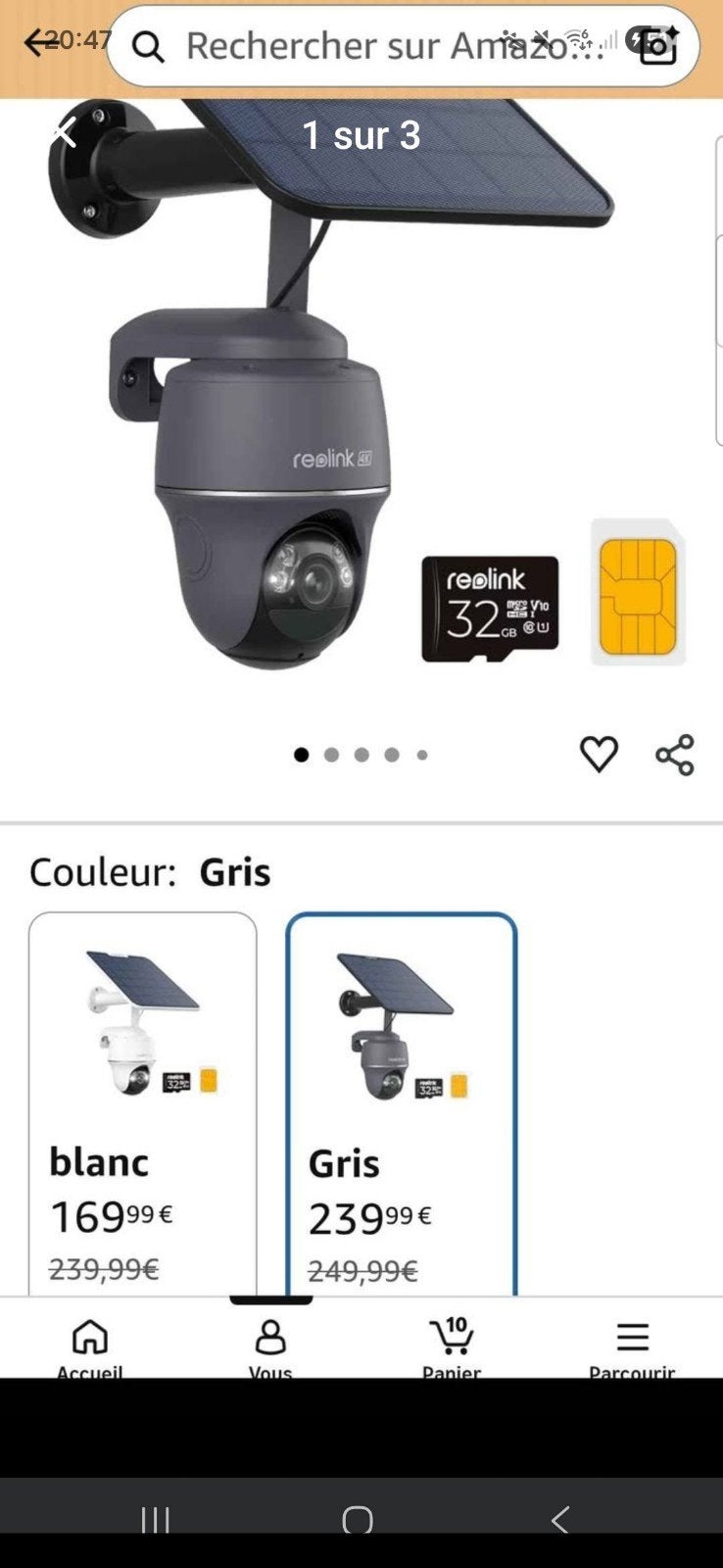 Caméra reolink extérieur grise, Enlèvement
