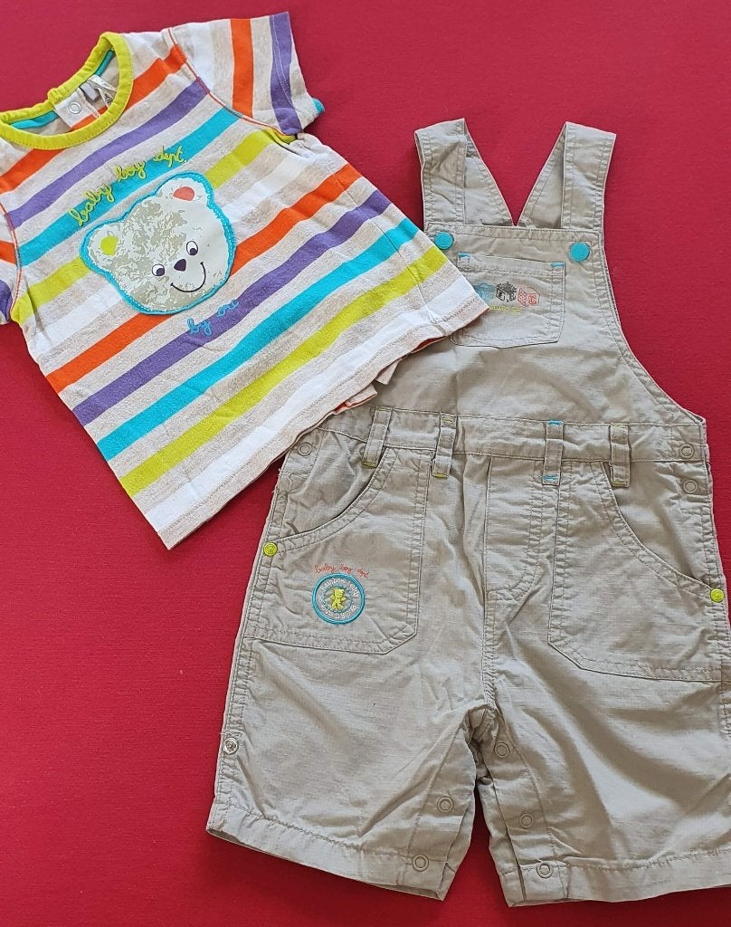 Ensemble salopette taupe+t-shirt-T74 (12m)Orchestra-NEUF, Kinderen en Baby's, Babykleding | Maat 74, Ophalen, Nieuw, Setje, Jongetje