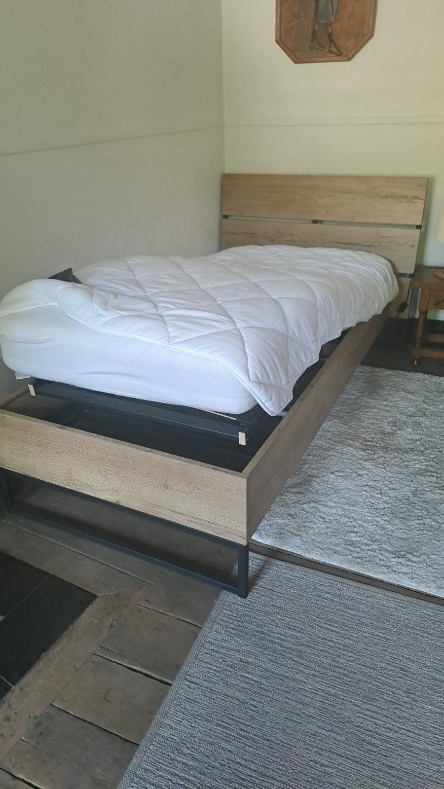 Elektrisch eenpersoonsbed, Verstelbaar, 90 cm, Eenpersoons, Beige