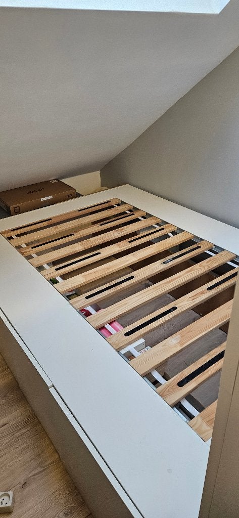 Lit, Ophalen, Wit, Tweepersoons, 140 cm