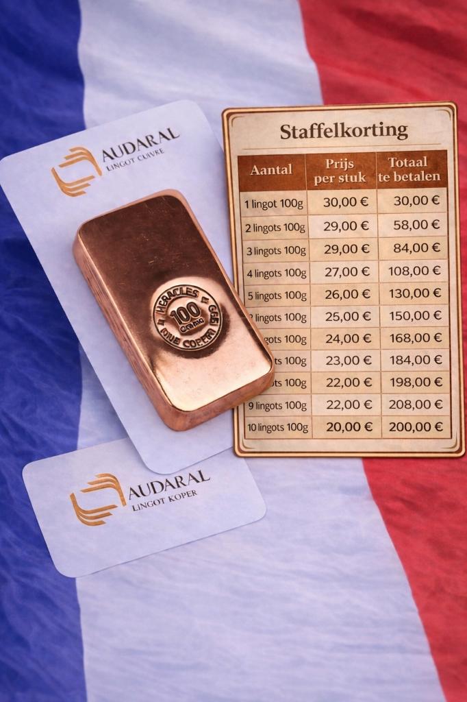100 gr koper baar Heracles Audaral 999, Enlèvement ou Envoi, Cuivre