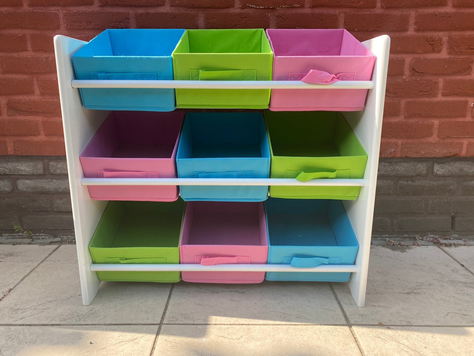 Opbergrekje voor kinderen, wit met gekleurde opbergboxen, Ophalen, Zo goed als nieuw