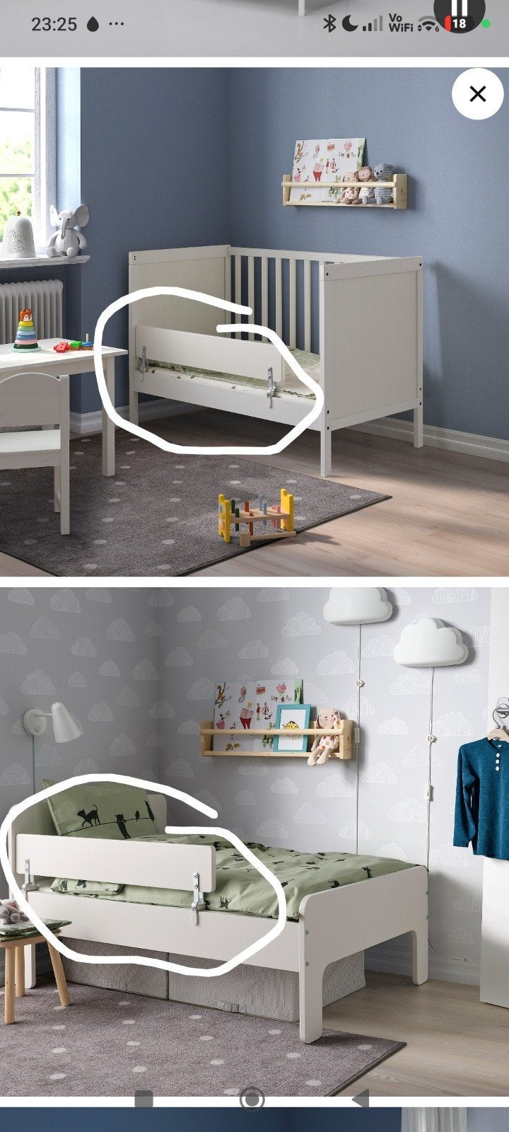 zijsteun voor kinderbedje, ikea nattapa, wit., Ophalen, Zo goed als nieuw