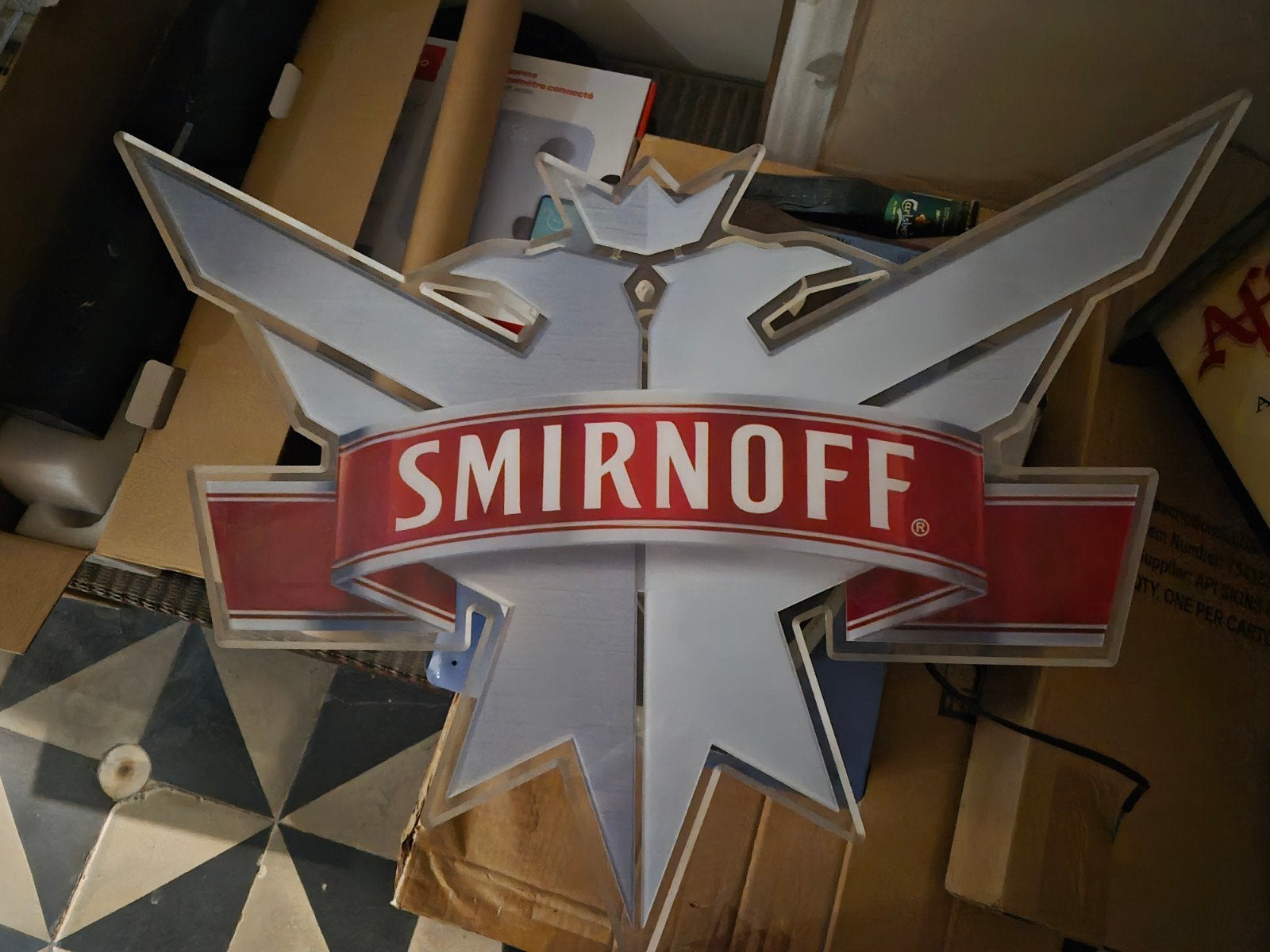 Smirnoff lichtbord / uithangbord, Ophalen, Gebruikt, Lichtbak of (neon) lamp