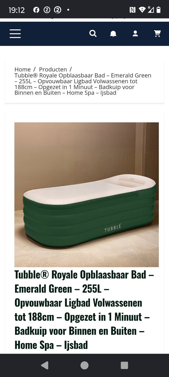Bain gonflable vert Tubble Royale Home Spa neuf dans son emb, Enlèvement