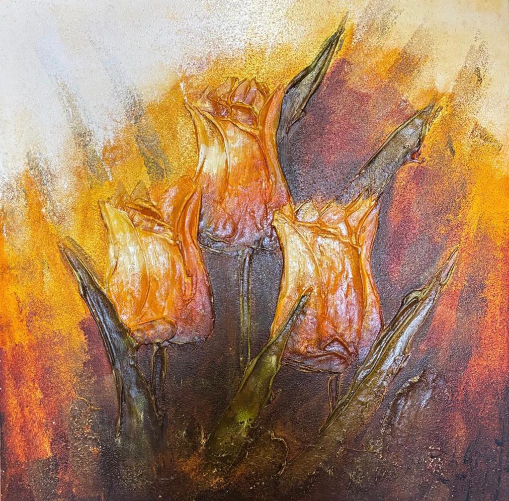 Schilderij tulpen, Antiek en Kunst, Ophalen