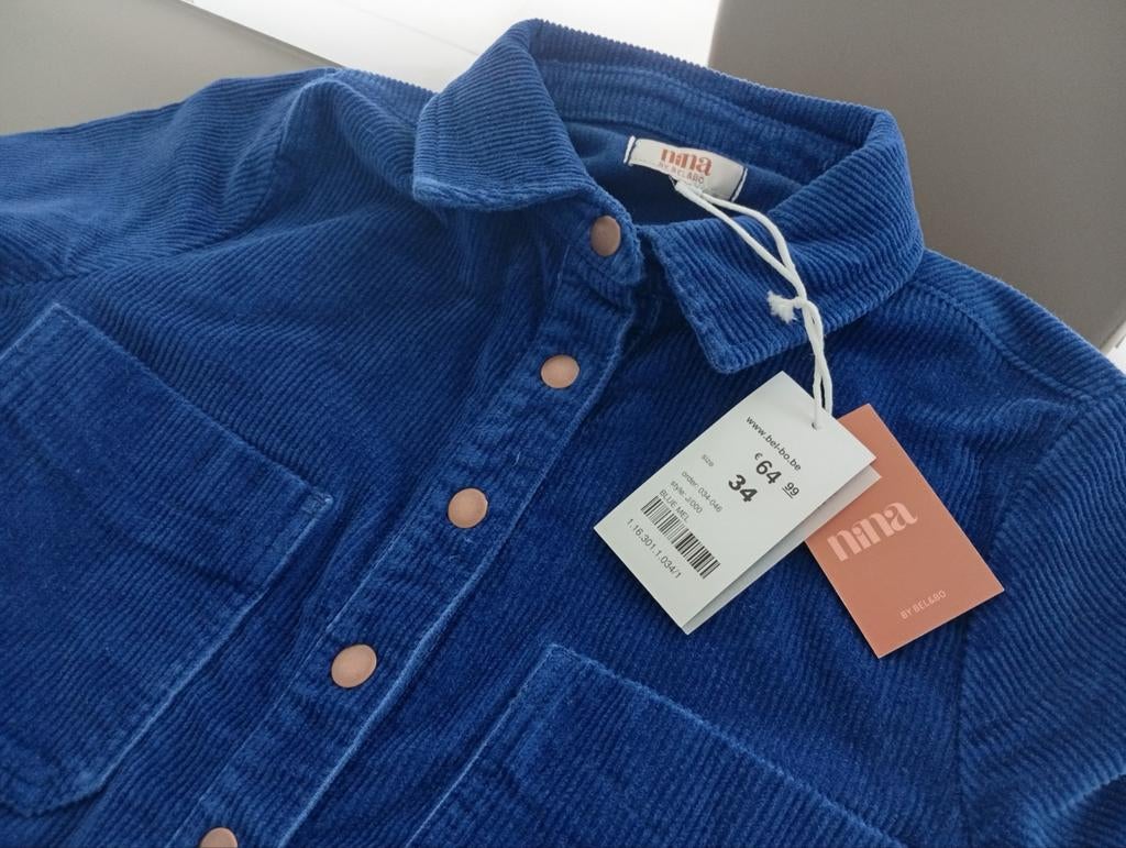 Broekpak in couduroy nina nu bel en bo, Kleding | Dames, Ophalen, Nieuw, Maat 34 (XS) of kleiner, Blauw