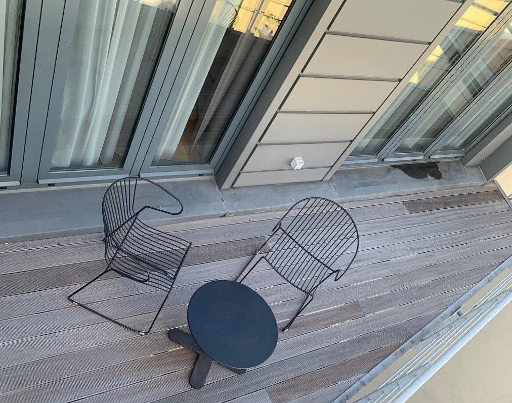 Ensemble chaises + table en fer pour terrasse, Enlèvement, Comme neuf, Métal, Empilable