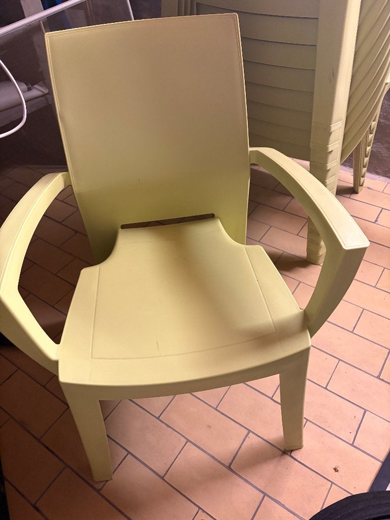12 limoenkleurige tuinstoelen, Enlèvement, Comme neuf, Empilable