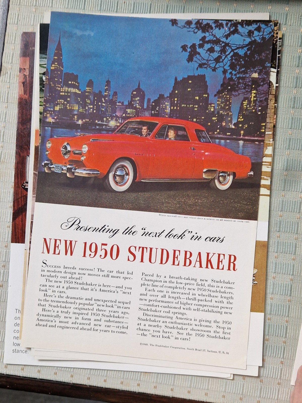 Publicité ancienne Studebaker Plymouth Pontiac Mercury, Enlèvement ou Envoi, Comme neuf, Voitures