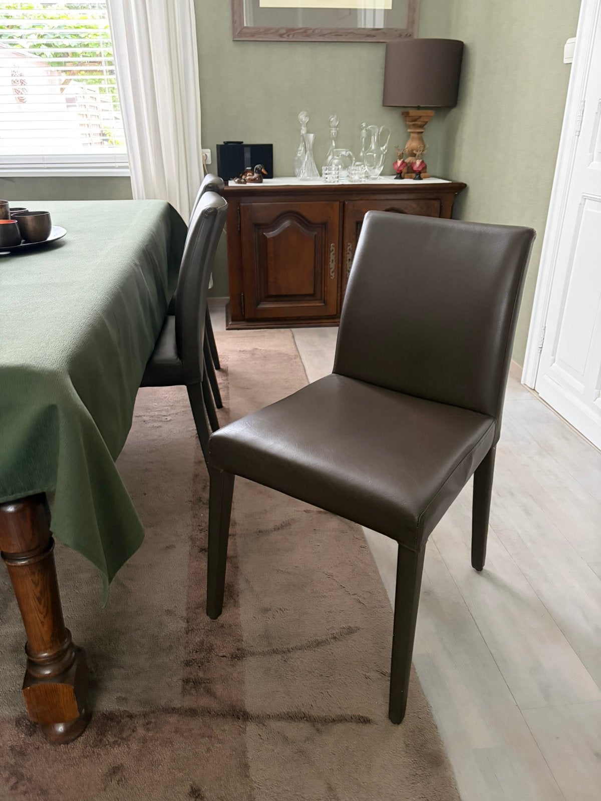 Mooie echt lederen stoelen donker bruin  6 stuks, Huis en Inrichting, Ophalen, Bruin, Leer, Zo goed als nieuw